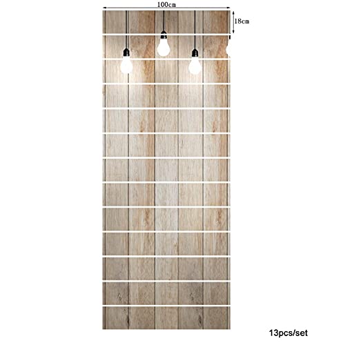 A.Monamour Vinilos Adhesivos para Escaleras Tablero Vertical De Tablones De Madera Marrón Con Arte De Luces Autoadhesivos Pegatinas de Baldosas Pegatinas de Pared Azulejos 13 Tiras de 1m x 18cm