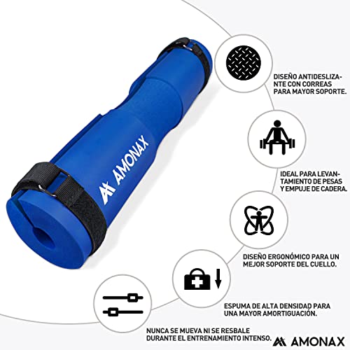 Amonax almohadilla barra gimnasio protector, Cuello y Hombros protección Almohadilla para Sentadillas y Empuje de Cadera, para ejercicios en casa y en el gimnasio, entrenamiento de fuerza y pesas