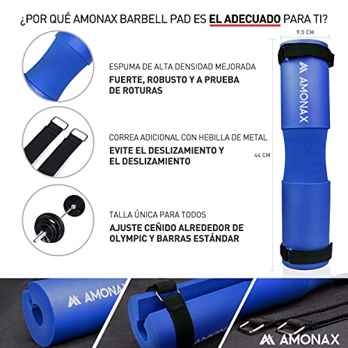 Amonax almohadilla barra gimnasio protector, Cuello y Hombros protección Almohadilla para Sentadillas y Empuje de Cadera, para ejercicios en casa y en el gimnasio, entrenamiento de fuerza y pesas