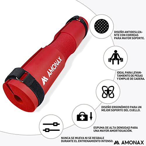 Amonax almohadilla barra gimnasio protector, Cuello y Hombros protección Almohadilla para Sentadillas y Empuje de Cadera, para ejercicios en casa y en el gimnasio, entrenamiento de fuerza y pesas