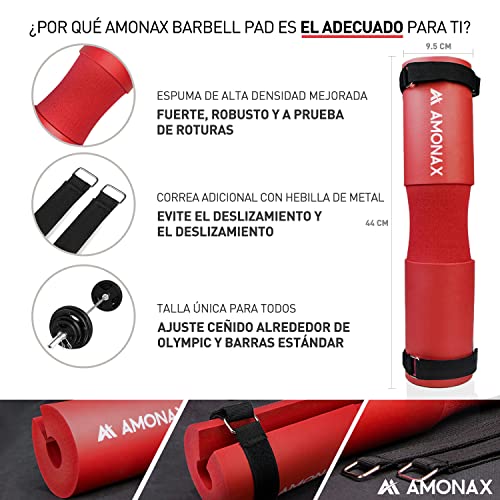 Amonax almohadilla barra gimnasio protector, Cuello y Hombros protección Almohadilla para Sentadillas y Empuje de Cadera, para ejercicios en casa y en el gimnasio, entrenamiento de fuerza y pesas