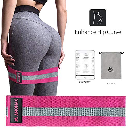 Amonax Escultor del Booty - Banda Elástica Hip Circle Premium para Activación de Gluteos – Banda de Resistencia de Tejido Rosa con Elástico Antideslizante Diseñado para Mujeres