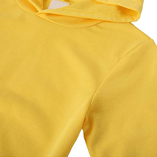 amropi Chándal Niños 2 Piezas Set Sudadera con Capucha y Pantalones Deportivo Jogging Adolescentes Conjunto Ropa (Amarillo,10-11 años)