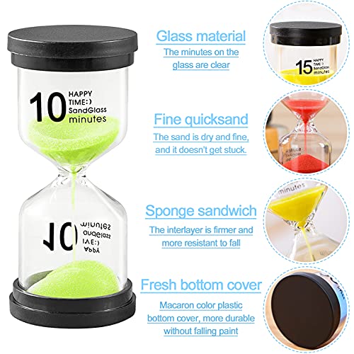 Amzeeniu 6 Piezas Relojes de Arena Colorido Reloj de Arena Juego de Reloj de Arena,Mini Reloj de Cocina Temporizador de Arena Hourglass Kit 1/3/5/10/15/30 Minutos para Decoración de Oficina Aula