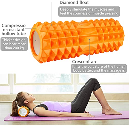 Amzeeniu Rodillo de Espuma 5 en 1,Foam Roller Kit Rodillo Masaje Muscular con Rodillos de Espuma, Roller Stick, Bola de Masaje, Bandas Elasticas Punto de activación,para Terapia de Masaje Yoga Pilates