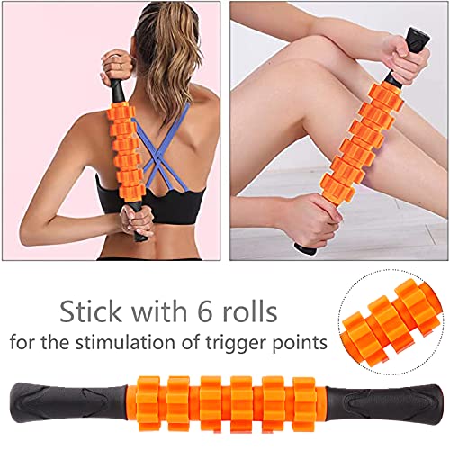 Amzeeniu Rodillo de Espuma 5 en 1,Foam Roller Kit Rodillo Masaje Muscular con Rodillos de Espuma, Roller Stick, Bola de Masaje, Bandas Elasticas Punto de activación,para Terapia de Masaje Yoga Pilates