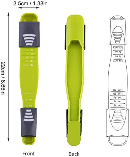 AMZSUPER ERA Juego de 3 cucharas medidoras de doble extremo, ajustables, cuantitativas, 8 diferentes para azúcar, sal, café, leche en polvo de proteínas, gran ayudante de cocina