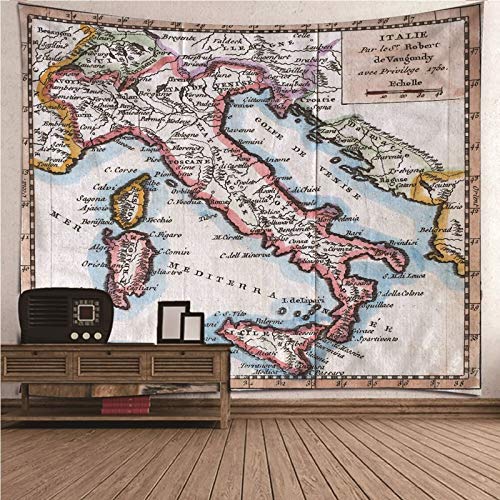 ANAZOZ Tapices de Tela Poliéster Tapiz Mapa de Italia Azul Naranja Caqui Tapiz 150x150CM