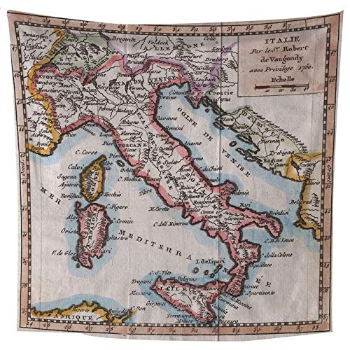 ANAZOZ Tapices de Tela Poliéster Tapiz Mapa de Italia Azul Naranja Caqui Tapiz 150x150CM