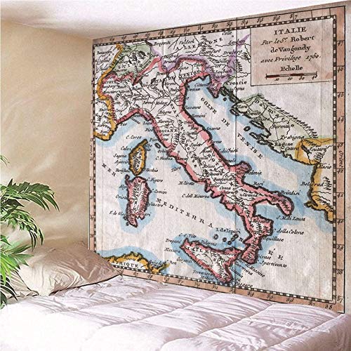 ANAZOZ Tapices de Tela Poliéster Tapiz Mapa de Italia Azul Naranja Caqui Tapiz 150x150CM