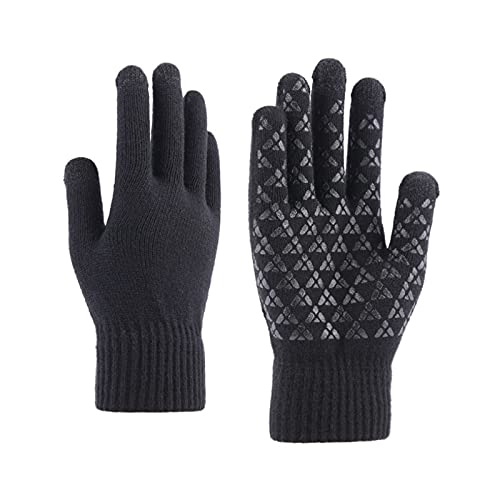 Andiker Guantes de punto invierno, Guantes de Ciclismo Suaves con Pantalla táctil para Hombres y Mujeres, Guantes para Correr Termicos Antideslizantes, Clima frío para Senderismo, Pesca Running, L