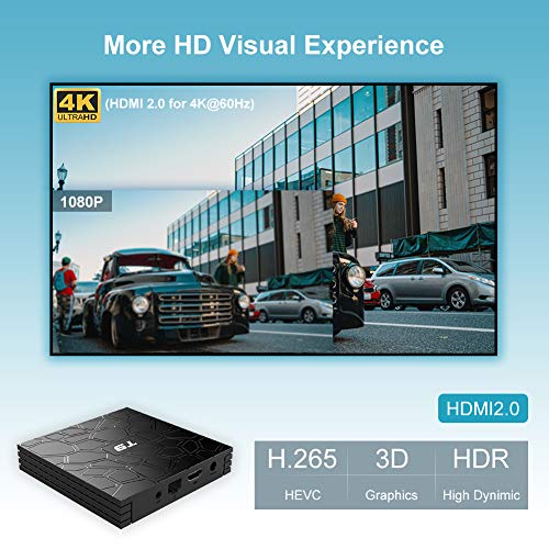 Android TV Box, T9 Android 9.0 TV Box 2GB RAM / 16GB ROM RK3318 Quad-Core Support 2.4 / 5Ghz WiFi BT4.0 4K 3D HD DLNA Smart TV Box