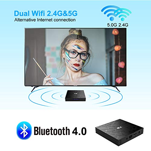 Android TV Box, T9 Android 9.0 TV Box 2GB RAM / 16GB ROM RK3318 Quad-Core Support 2.4 / 5Ghz WiFi BT4.0 4K 3D HD DLNA Smart TV Box