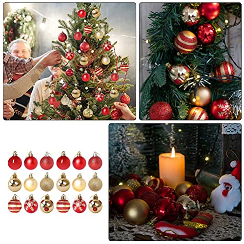 Angoily 50 Piezas de Adornos de Bolas de Navidad para Decoraciones de Árboles de Navidad 4CM de Adornos de Navidad Rojos Y Dorados Irrompibles Juego de Bolas para Decorar El Árbol de