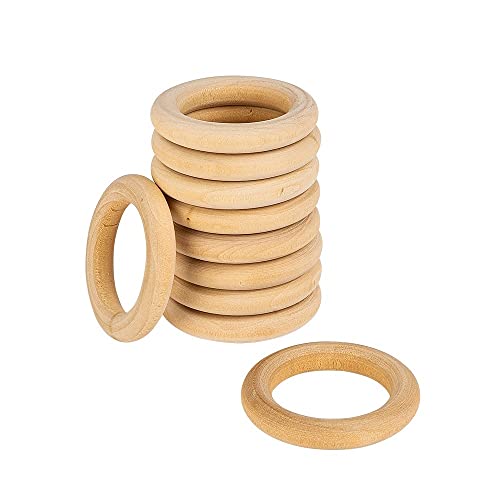 Anillos de madera, exterior: diámetro de 4 cm, grosor de 7,5 mm, 10 unidades, color natural