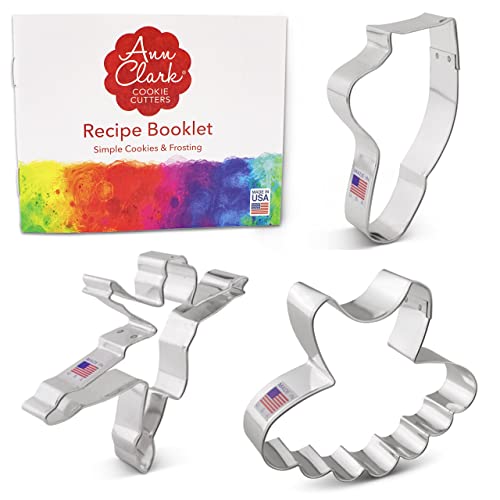 Ann Clark Cookie Cutters Juego de 3 cortadores de galletas ballet/danza con libro de recetas, bailarina, tutú y zapatilla de ballet