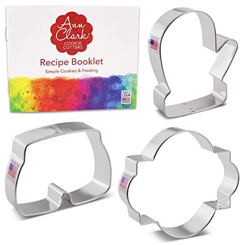 Ann Clark Cookie Cutters Juego de 3 piezas de boxeo con folleto de recetas, guante de boxeo, troncos de boxeo, cinturón de campeonato y cortadores de galletas