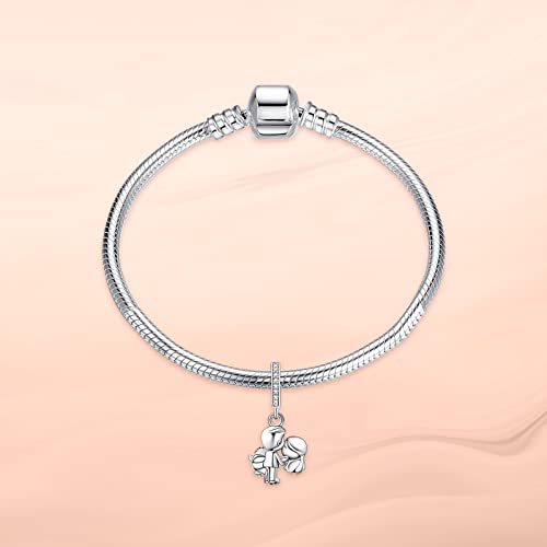 Annmors Abalorios Charms Colgantes de Pareja casada Cuentas Plata de Ley 925 con Circonita cúbica Transparente Compatible con Pulsera & Europeo,Charms para Mujer Niña