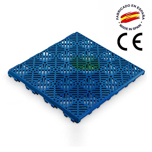 ANTIHUMEDADES Loseta de Polipropileno autoventilada Suelos de Piscinas, terrazas, tarima Flotante, cesped Artificial, macetas, perreras, trasteros. Fabricada en España. 30x30cm. (Azul)