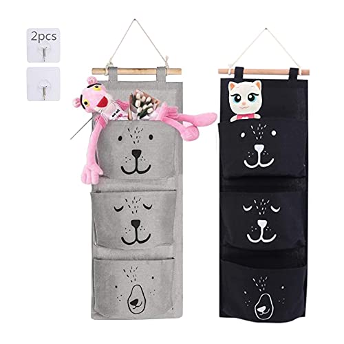 Anyingkai 2pcs Bolsa Colgante Pared,Organizador de Tela para Colgar Baño,Organizador Taquilla,Organizador Colgante Puerta Baño,Bolso Colgante Organizador,Organizador Puerta,Bolsa Colgante (Gris negro)