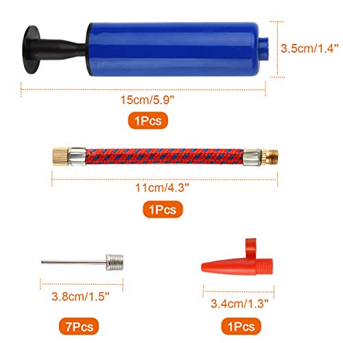 AOBETAK Bomba de Bola de Aire de Mano, Bomba de Globos de inflado portátil con 7 Agujas, 1 Boquilla y 1 Adaptador de válvula para Baloncesto, fútbol, Voleibol, Pelota de Yoga y Otros inflables
