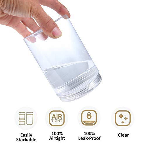 Aoligei 9 Pack 250ml Tarro Plastico con Tapa de Metal Atornillable Transparente Botes Cocina Recipientes Slime Contenedor Alimentos,Papel rotulado y rotulador