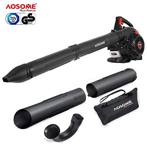 AOSOME ASBV3405 Soplador Aspirador y Triturador de Hojas Gasolina Profesional 3 en 1, con Bolsa 60L, Motor 2 Tiempos 25,4CC, Proporción de Triturar 12:1