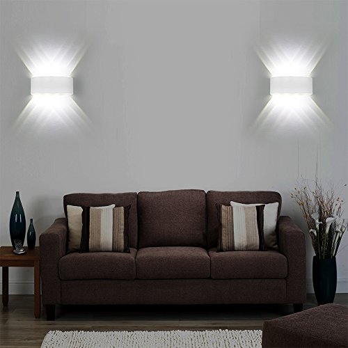 Apliques de pared Modernos, 8W Blanco LED Lamparas de pared Aluminio Luz para dormitorio Impermeable IP65 Interior/Exterior Decoración del Hogar Pasillo Entrada, Luz Blanco Frío