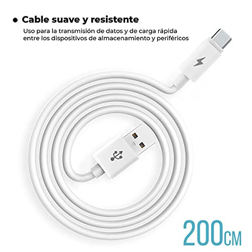 APOKIN® USB a USB-C Cable Extra Largo 2M,Cable Tipo C de Carga Ultra Rápida 100W/18WPD 20V/5A PD con E-Mark Chip y Cable de Datos para MacBook Pro,iPad Pro, Samsung, Oppo, Xiaomi, Realme, VIVO, Huawei