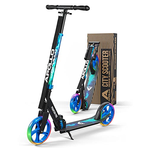 Apollo Patinete Urbano XXL Phantom Pro LED - Patinete de Grandes Ruedas de 200 m – City Scooter Plegable y Ajustable para Niños y Adultos