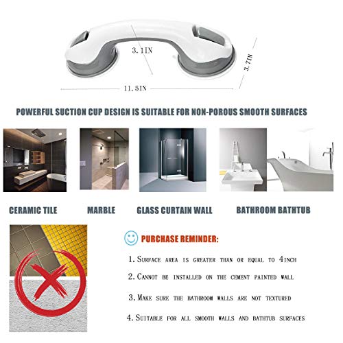 Apoyabrazos del Cuarto， de Baño Barras de Sujeción Asa con ventosa para el baño para manillar de baño o ducha de seguridad