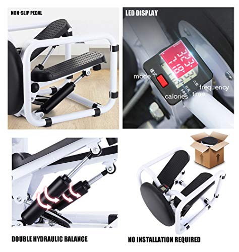 Aprilhp Mini Stepper, Máquina de Step para Fitness, Carga-150KG, Maquina Andar Sentado, Stepper Cardio Fitness para Casa, Up-Down Twist Stepper con Banda de Resistencia