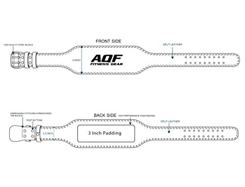 AQF Cinturon Lumbar Gimnasio, 4"/10.2 cm Amplio Cuero Acolchado Faja Lumbar, Cinturones Hombre Mujer Levantamiento Acero Rodillo Hebilla Powerlifting Musculacion Cinturon ​Lastre Gimnasio