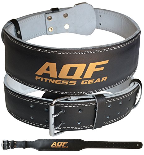 AQF Cinturon Lumbar Gimnasio, 4"/10.2 cm Amplio Cuero Acolchado Faja Lumbar, Cinturones Hombre Mujer Levantamiento Acero Rodillo Hebilla Powerlifting Musculacion Cinturon ​Lastre Gimnasio