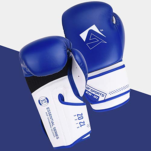 AQF Guantes De Boxeo para MMA Muay Thai Boxing Bag Guantes Boxeo De Kick Boxing Saco De Boxeo De Pie Y Punching con Capas Extra De Acolchado (Azul, 12oz)