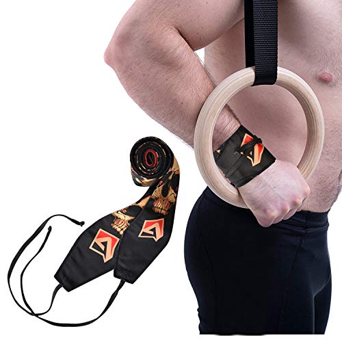 AQF Muñequera Correas para Levantamiento De Pesas Gimnasio Entrenamiento Soporte Resistencia Muñequeras Gym De 35"De Largo Y 3" De Ancho (Negro y Naranja)