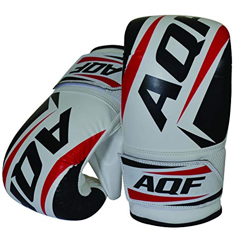 AQF Saco De Boxeo Guantes Boxeo, Cuero Guantes De Boxeo, Manoplas Boxeo Guantes MMA Kick Boxing, Muay Thai, Karate Boxeo Entrenamiento Guantes UFC Sparring (Negro)