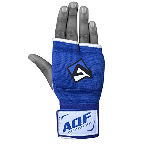 AQF Vendas Boxeo, Guantes Interiores Boxeo, Muñeca Elasticas Tape Vendaje 100cm Largo, Vendas De Boxeo Protector Mano Wraps 2 Dedos para Muay Thai, Taekwondo & MMA (Azul, XL)