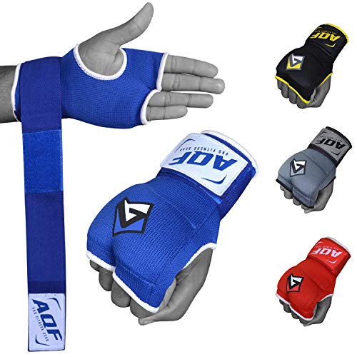 AQF Vendas Boxeo, Guantes Interiores Boxeo, Muñeca Elasticas Tape Vendaje 100cm Largo, Vendas De Boxeo Protector Mano Wraps 2 Dedos para Muay Thai, Taekwondo & MMA (Azul, XL)