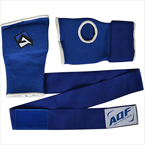 AQF Vendas Boxeo, Guantes Interiores Boxeo, Muñeca Elasticas Tape Vendaje 100cm Largo, Vendas De Boxeo Protector Mano Wraps 2 Dedos para Muay Thai, Taekwondo & MMA (Azul, XL)