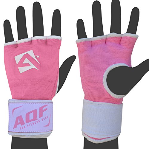 AQF Vendas Boxeo, Guantes Interiores Boxeo, Muñeca Elasticas Tape Vendaje 100cm Largo, Vendas De Boxeo Protector Mano Wraps 4 Dedos para Muay Thai, Taekwondo & MMA (Rosa, S)