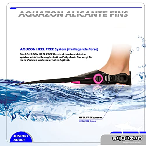 AQUAZON Aletas para niños Alicante, Aletas para bucear Ajustables, Ideales para bucear con esnórquel, bucear o como Aletas de natación, Aletas para bucear con esnórquel, Colour:Pink, Size:27/31