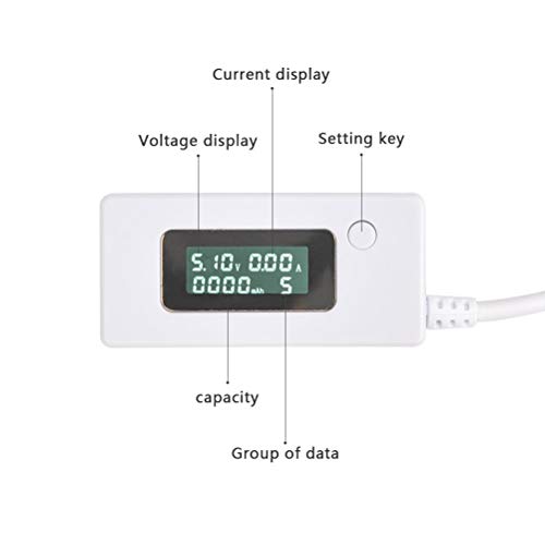 ARCELI Cola Blanca Pantalla LCD retroiluminada Pantalla Digital LCD Amperímetro USB voltímetro Capacidad de Carga Detector de Mesa de Prueba