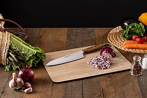 Arcos Serie Nordika - Cuchillo Cocinero - Acero Inoxidable NITRUM - Hoja de 210 mm - Mango de Madera Ovengkol 100% natural FSC - Embalaje 100% reciclado