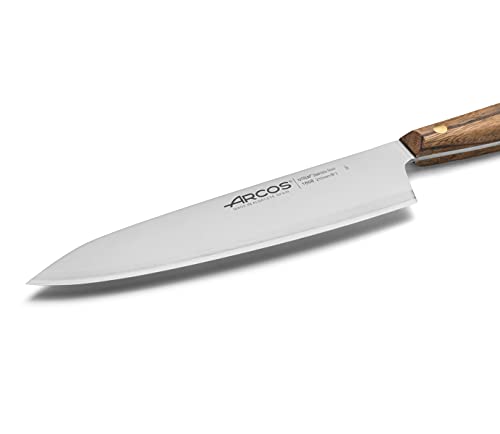 Arcos Serie Nordika - Cuchillo Cocinero - Acero Inoxidable NITRUM - Hoja de 210 mm - Mango de Madera Ovengkol 100% natural FSC - Embalaje 100% reciclado