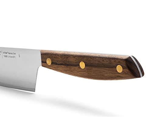 Arcos Serie Nordika - Cuchillo Cocinero - Acero Inoxidable NITRUM - Hoja de 210 mm - Mango de Madera Ovengkol 100% natural FSC - Embalaje 100% reciclado