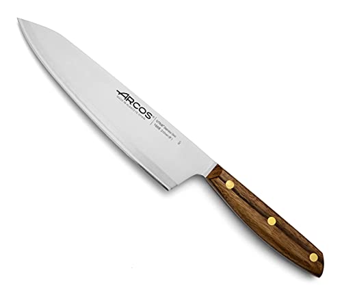 Arcos Serie Nordika - Cuchillo Cocinero - Acero Inoxidable NITRUM - Hoja de 210 mm - Mango de Madera Ovengkol 100% natural FSC - Embalaje 100% reciclado