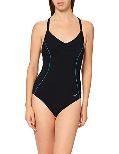 Arena W Light Cross Back One Piece Bañador Bodylift Mujer Noemi Copa B, Black-Turquoise, 42