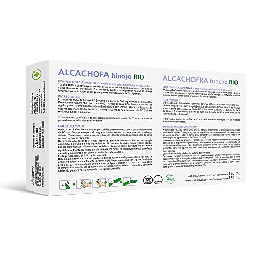 Arkopharma Arkofluido Alcachofa – Hinojo Bio 20 Ampollas, Control De Peso, Detoxifica Y Regula El Peso, Complemento Alimenticio, Verde