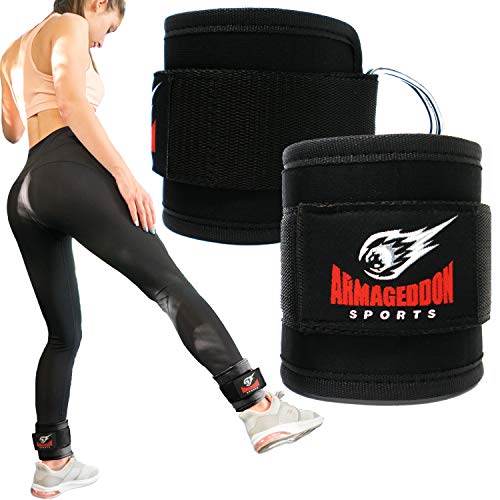 ARMAGEDDON SPORTS Par de Tobilleras Deportivas para Máquinas de Cable - 2 Correas de Tobillo Acolchadas Serrez VOS Cuisses et VOS Jambes Entières - Tobilleras Entrenamiento de Glúteoss